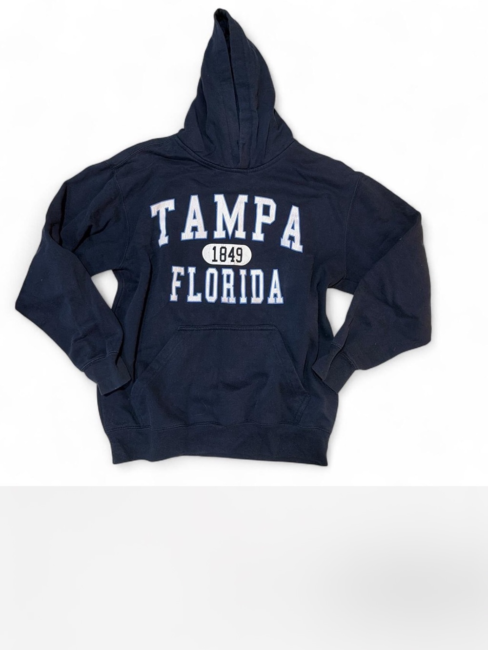 2000s-2010s Point Sportswear Tampa Florida 1849 Navy Hoodie